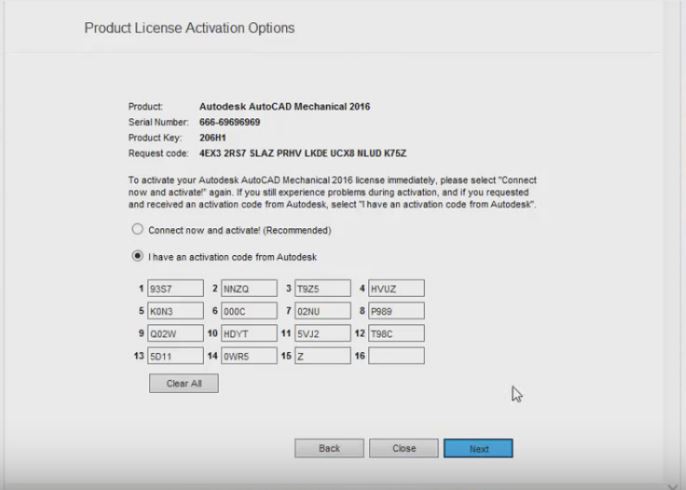 autodesk autocad 2016 activation code
